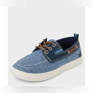 The Children's Place Chambray Boat Shoes Boys Size 4 Navy Blue Coastal Beach